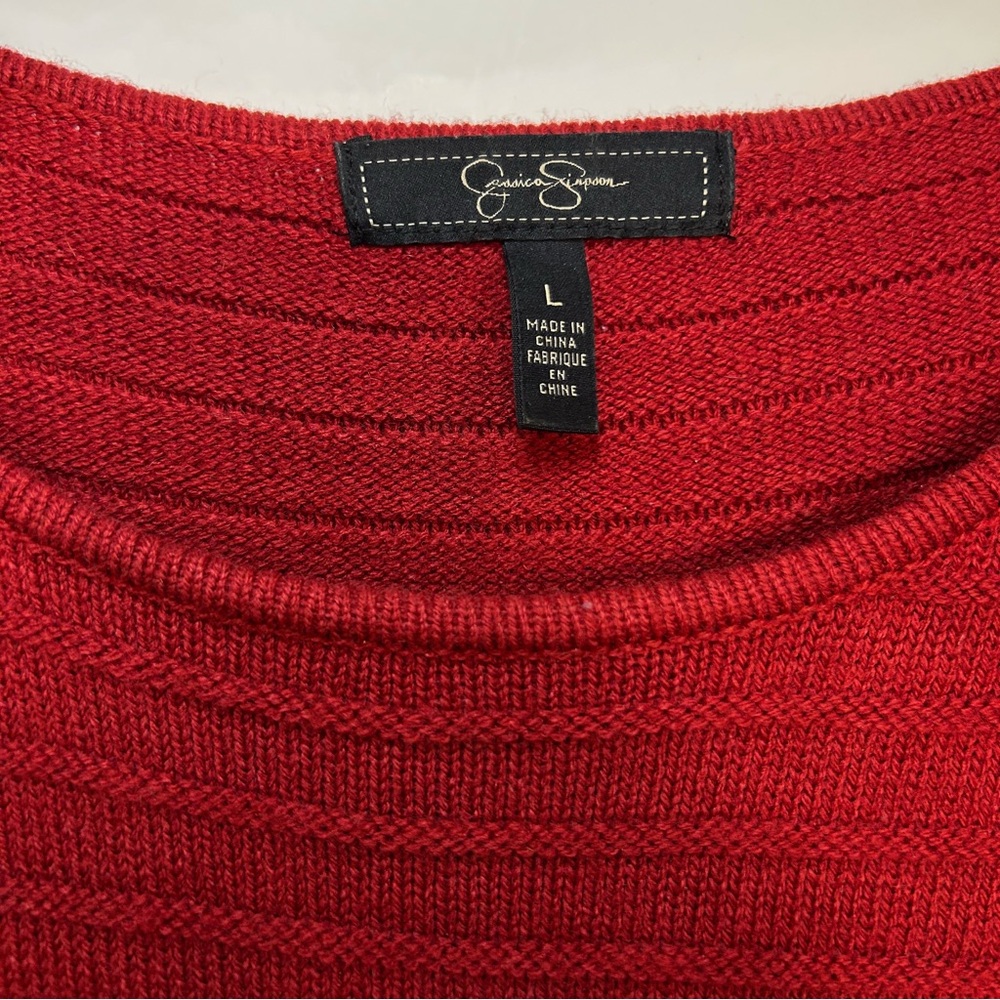 Jessica Simpson Red Sweater Mini Dress Long Sleeve Knit Fit and Flare A-Line - Picture 5 of 5